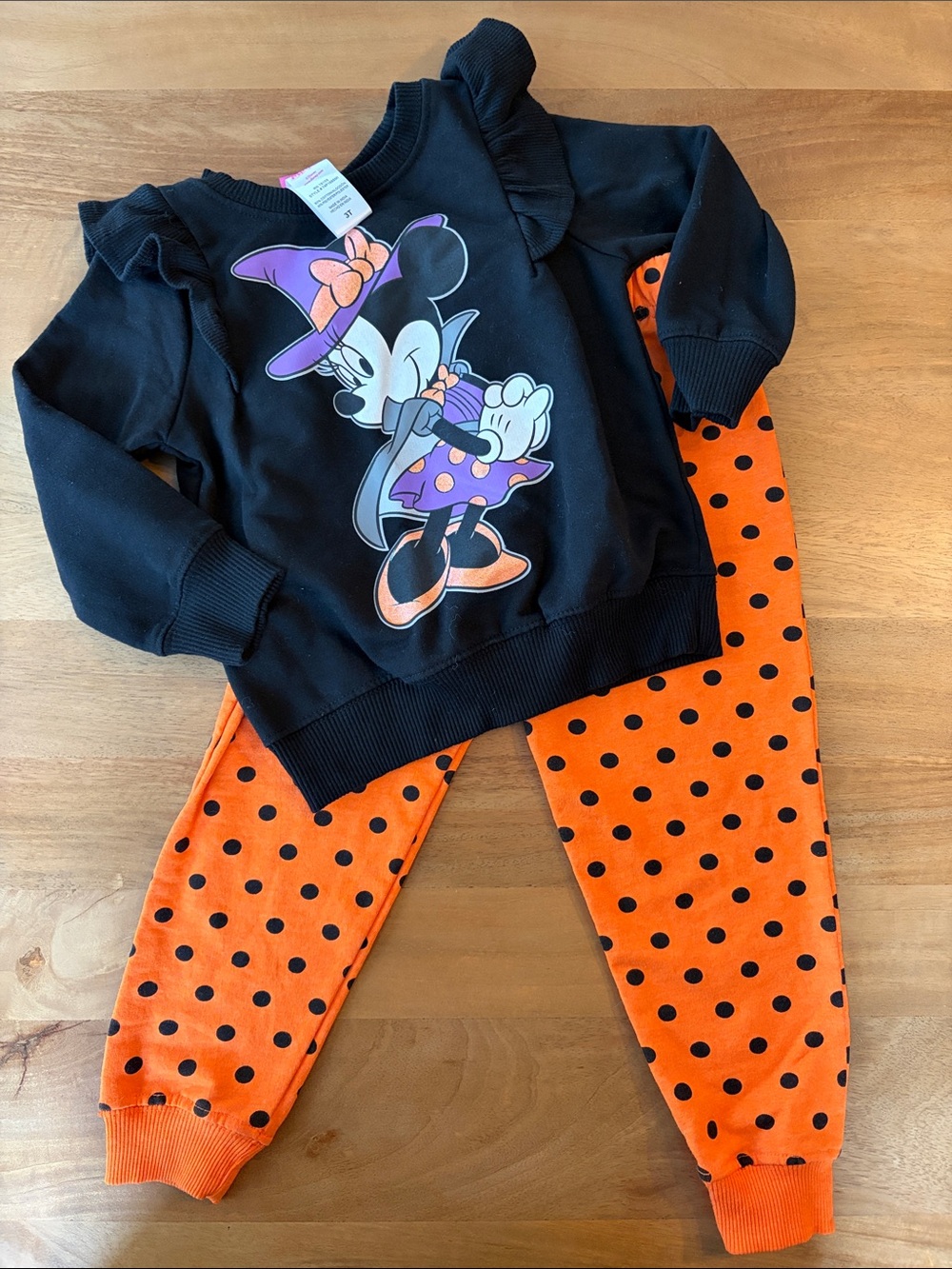 Toddler Minnie Mouse Halloween Sweatshirt & Polka Dot Pants Set - 3T NWOT